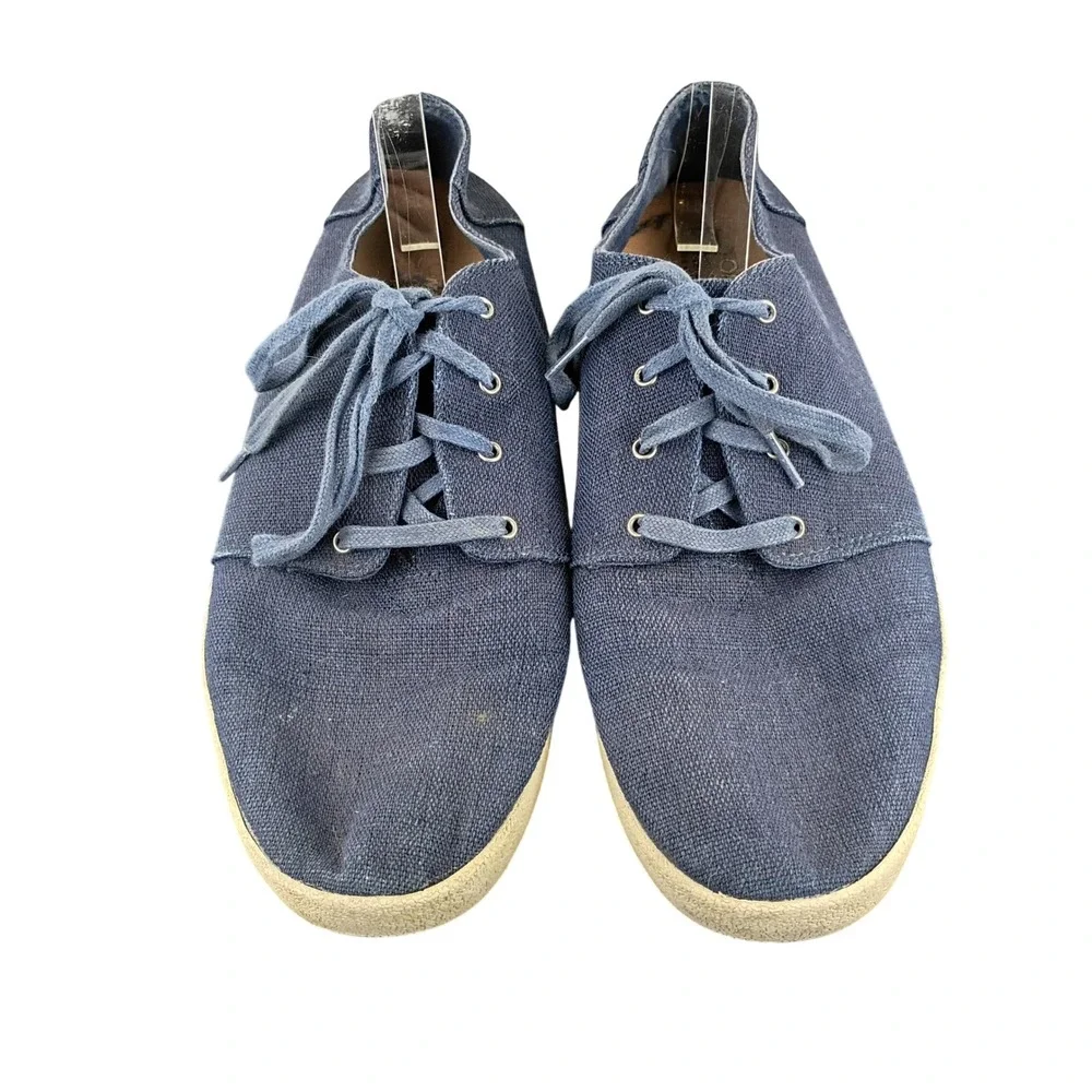 TOMS Mens Paseo Low Top Sneakers Navy Blue Canvas Lace Up Shoes Size 13